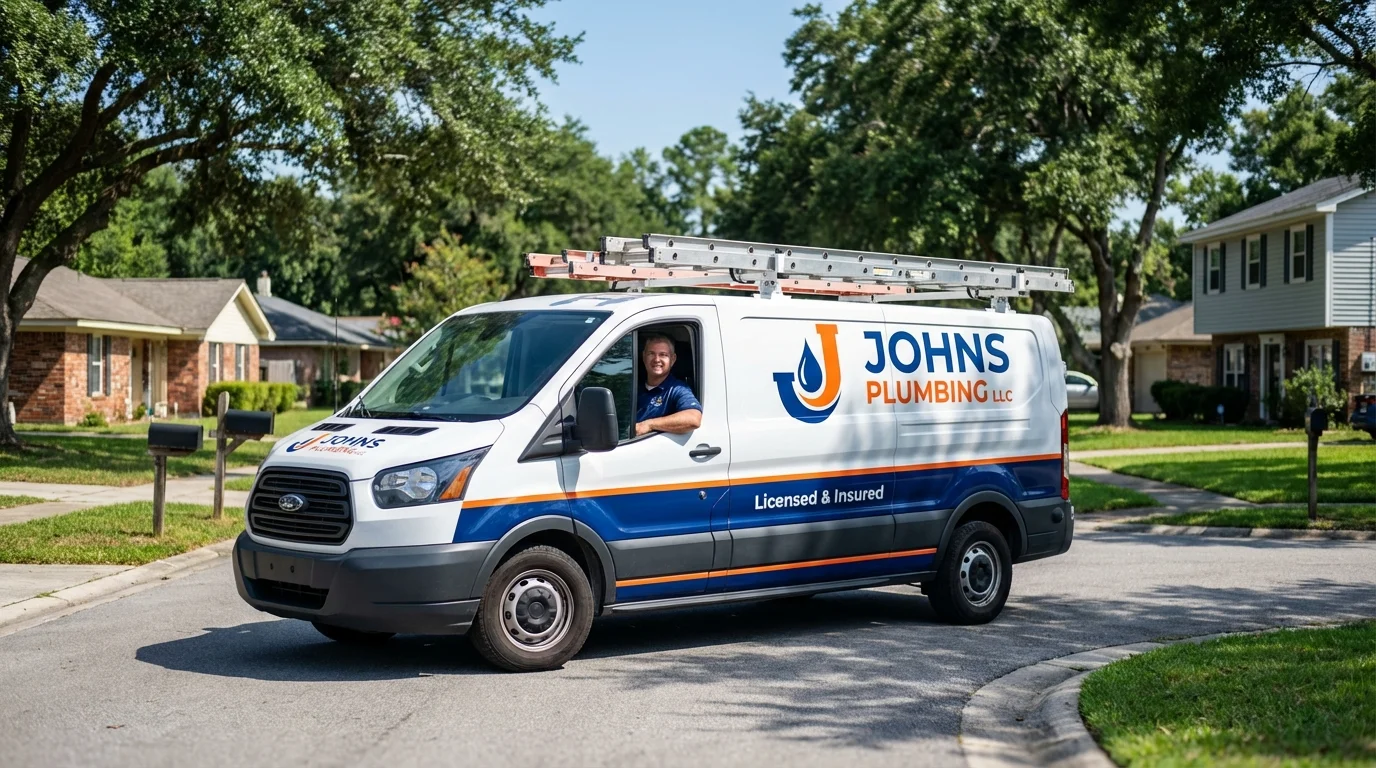 Johns Plumbing LLC service van in Bridgewater, VA