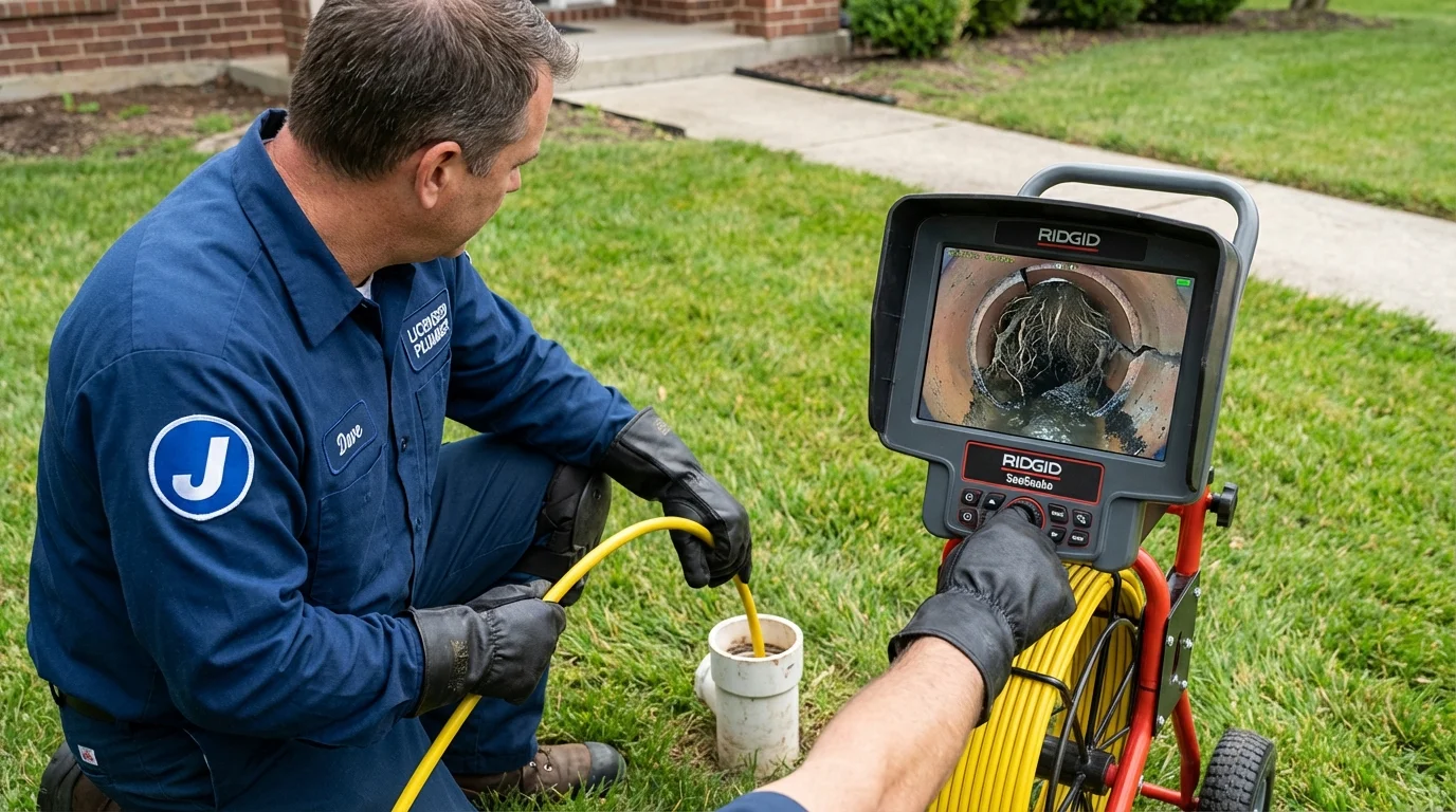 Sewer camera inspection being performed by Johns Plumbing LLC in Bridgewater